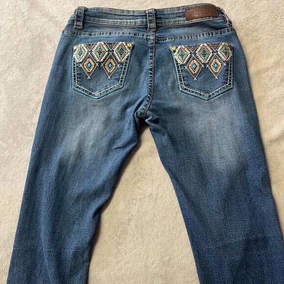 Rock & Roll Denim Embroidered Rival Low Rise Western Bootcut Jeans - Picture 4 of 16